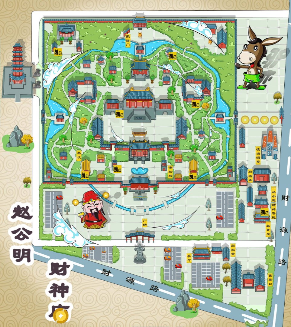廉江寺庙类手绘地图